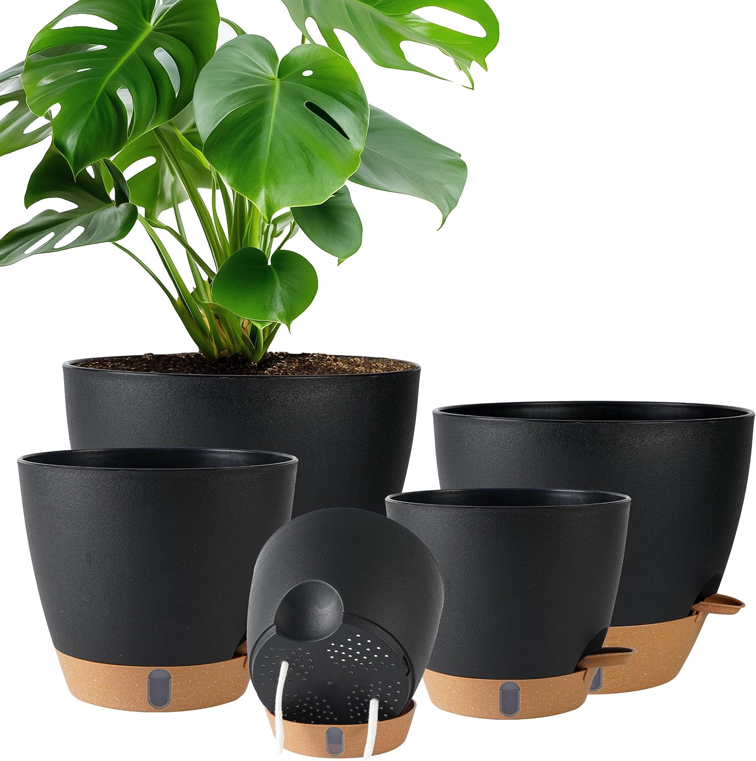 Self Watering Pots for Inoor Ourdoor Plants 10/9/8/7/6.5" Plastic Planters