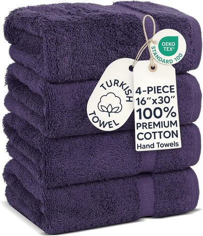 Chakir Turkish Linens 100% Cotton 4-Pack Hand Towels 16x30, Plum