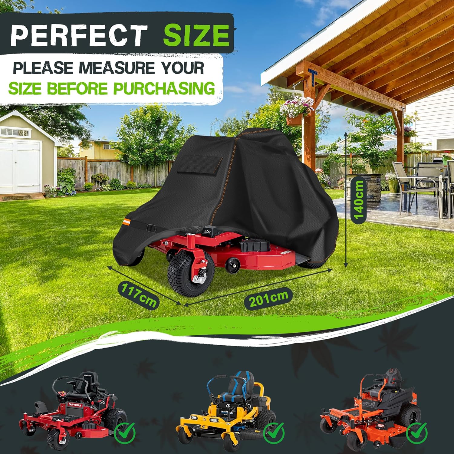Zero Turn Mower Cover Waterproof 420D Lawn Mower Covers