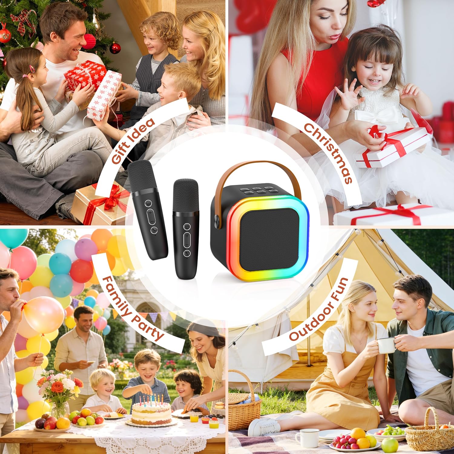 Karaoke Machine Kids Adults,Bluetooth Speaker with 2 Wireless Microphones