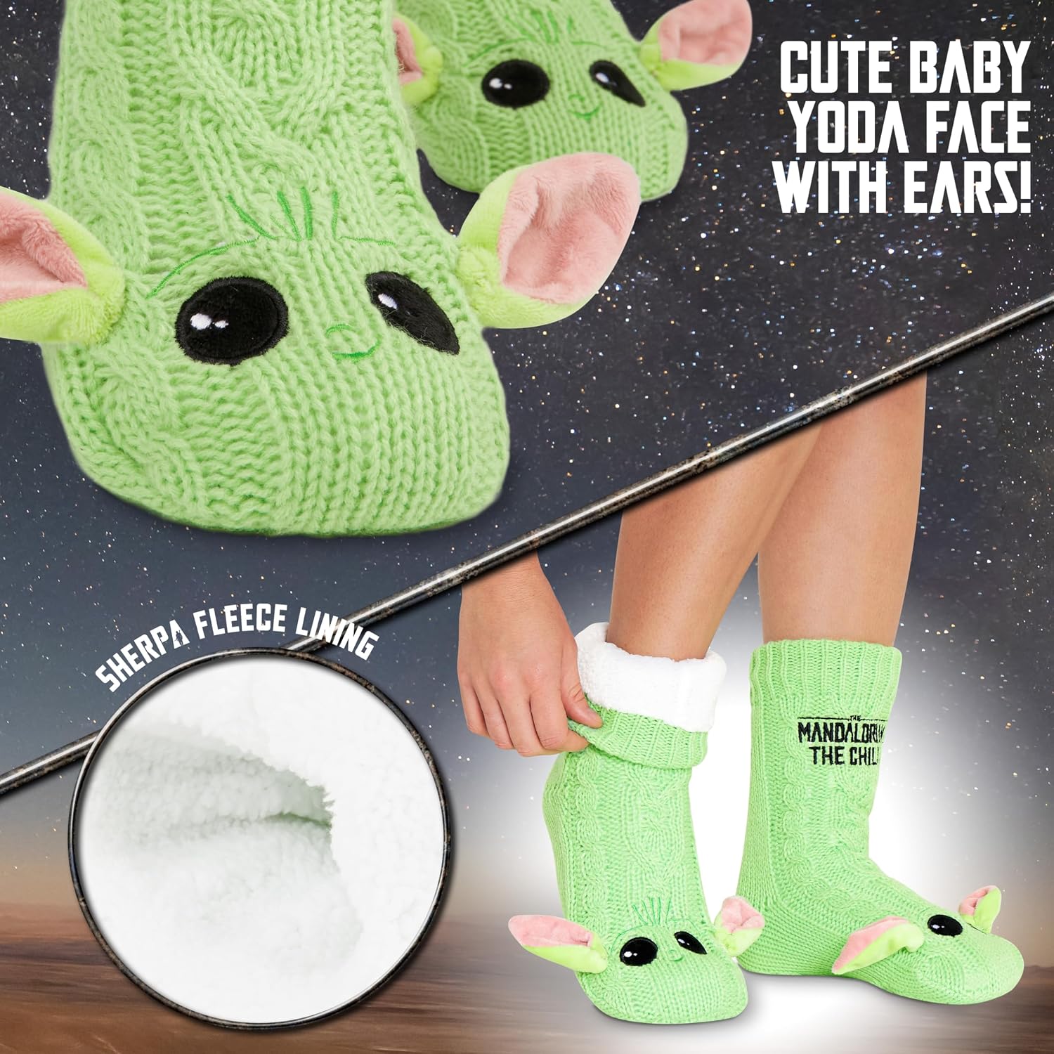 Disney Socks for Women Teens, US Size 4-9, Non Slip & Fluffy Fleece Slipper Socks, Soft, Warm, Breathable, Gifts for Her