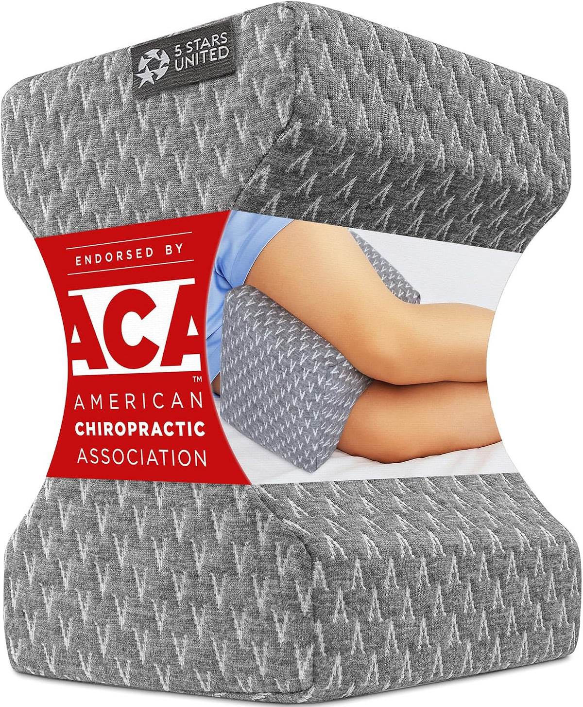5 STARS UNITED Knee Pillow for Side Sleepers - Hip Pain Relief, Memory Foam Leg Cushion for Side Sleeping - Between Legs Pillow for Sciatica & Lower Back Pain, Gray