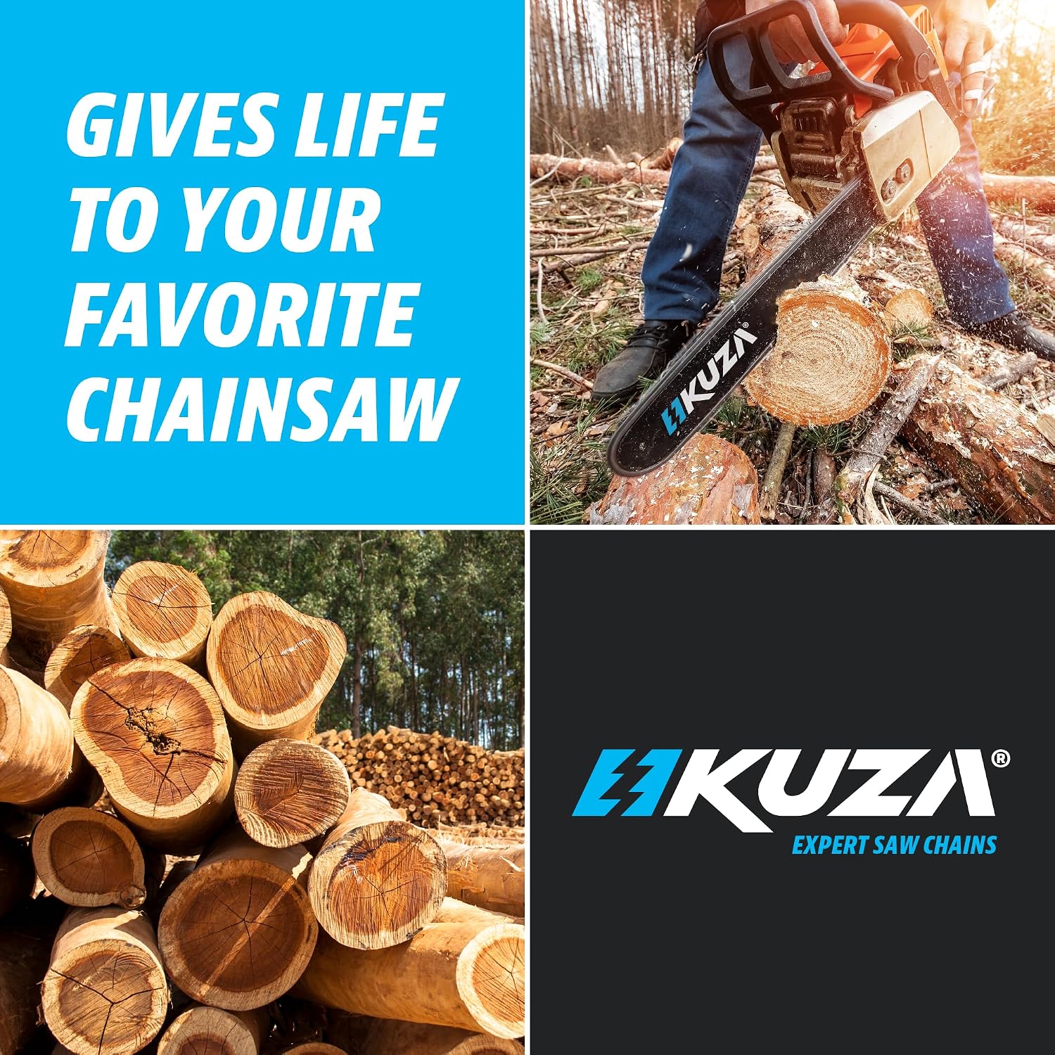 14 Inch Chainsaw Chain 3/8" LP Pitch, 050" Gauge, 52 Drive Links, German Steel, fits Husqvarna 120i, 135, Echo CS-310, Ryobi RY3714, Makita XCU03, EGO, WORX, POULAN and more - S52 (3 Chains)