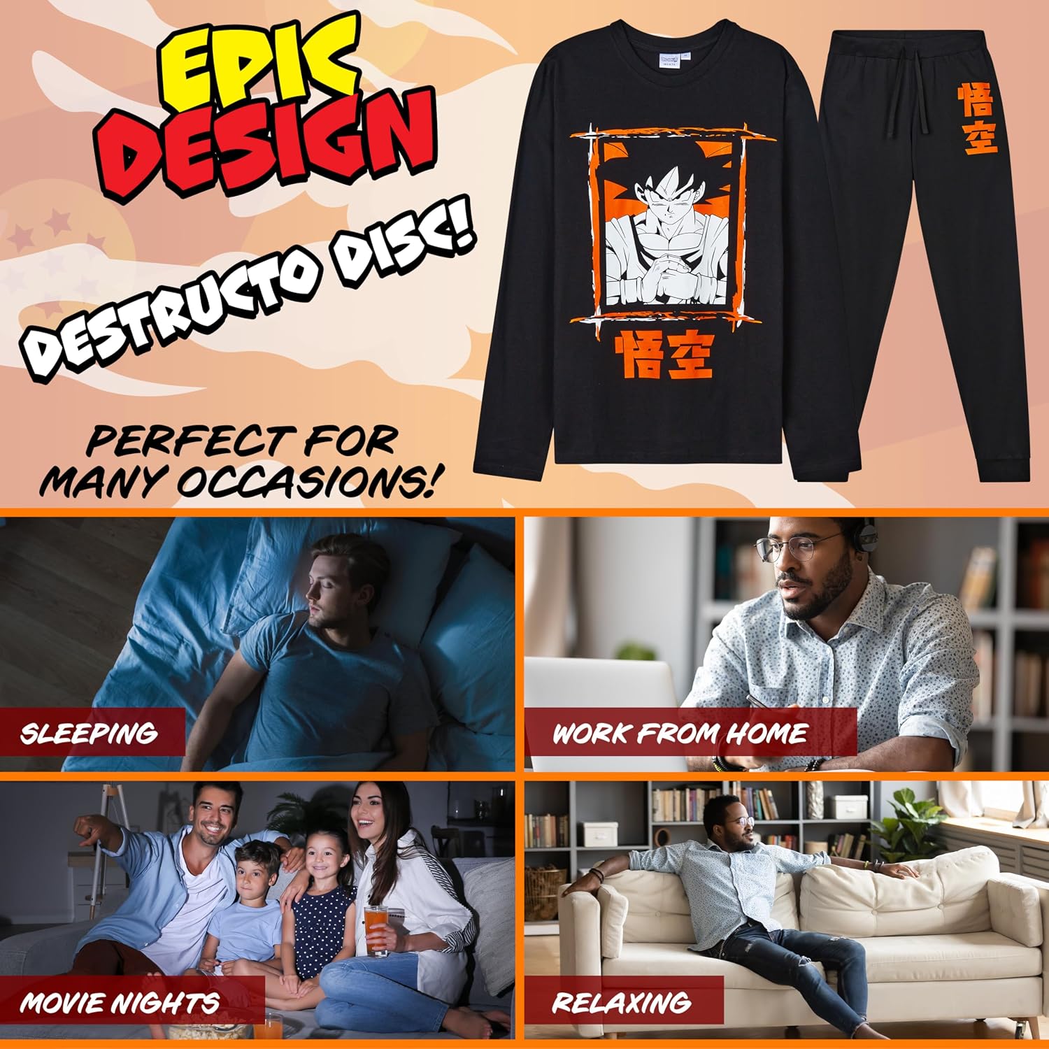 Dragon Ball Z Mens Pajamas Set, Soft Anime Pajamas for Men - Gifts for Him