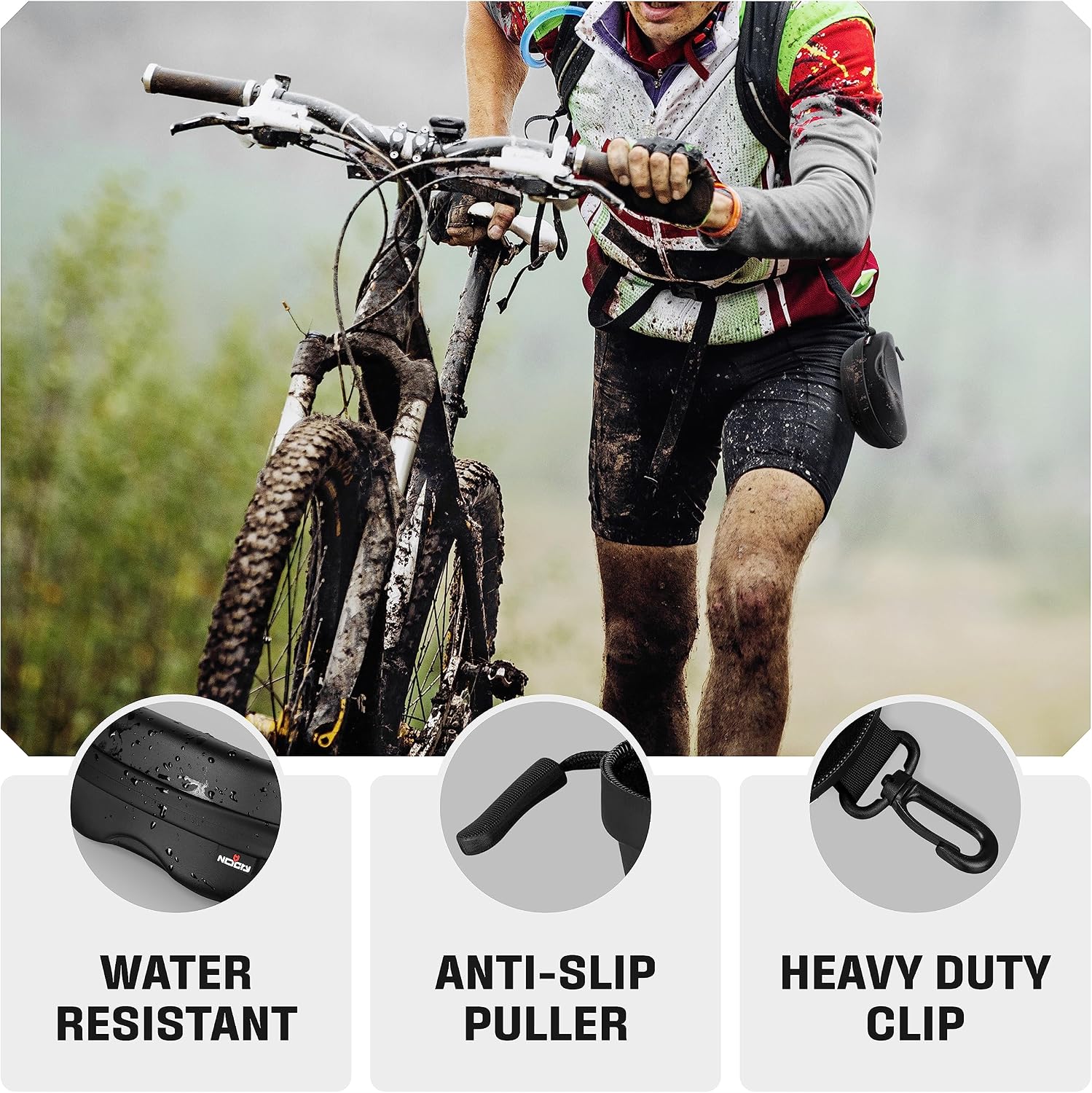NoCry Water Resistant Safety Glasses Case with Clip - Heavy Duty Semi Hard Large Sunglasses Holder for Men and Women with Cleaning Cloth