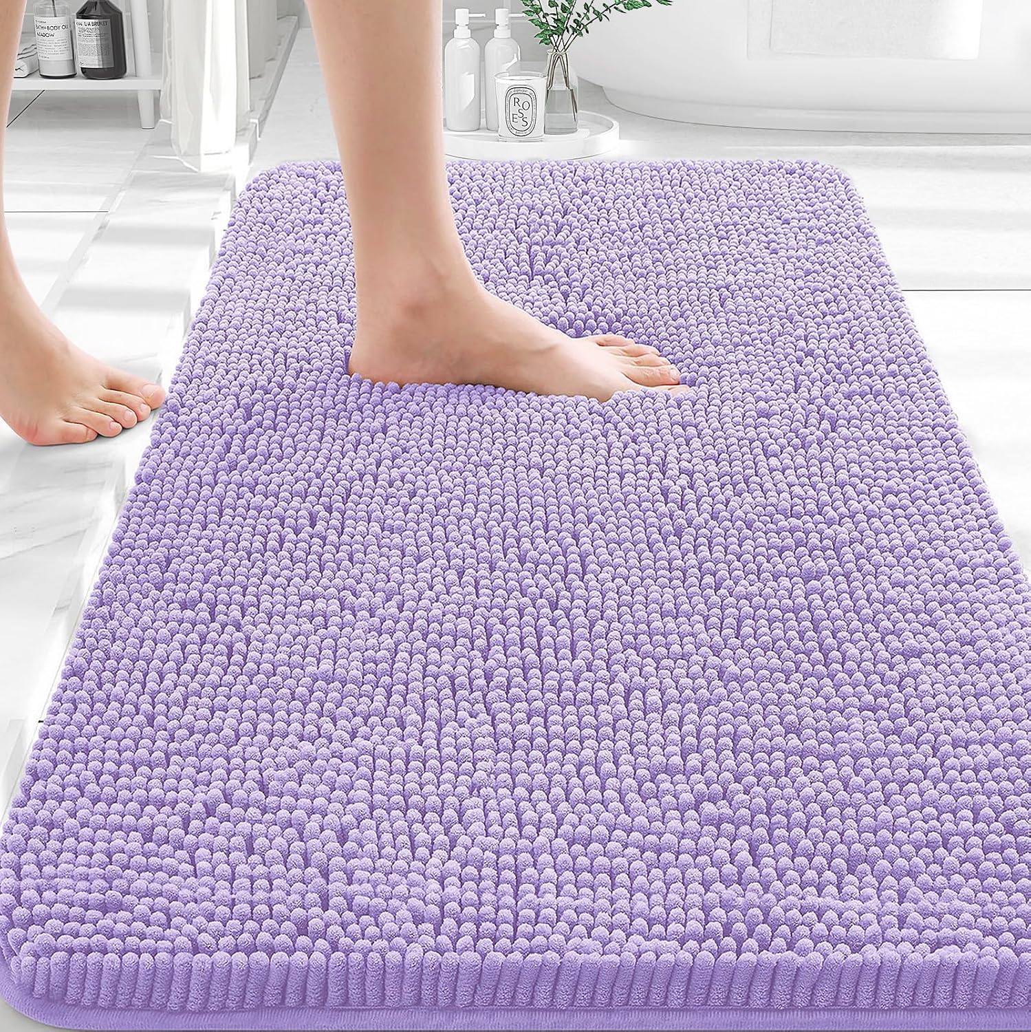 OLANLY Bathroom Rugs 35x24, Extra Soft Absorbent Chenille Bath Rugs