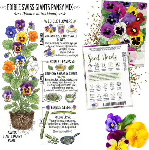 Seed Needs Edible Flower Seeds Variety Pack of 7 Wildflowers for Garnishing