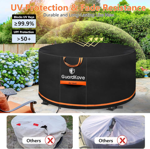 [Upgraded 1000D Heavy Duty Fabric] 32 inch Fire Pit Cover Round