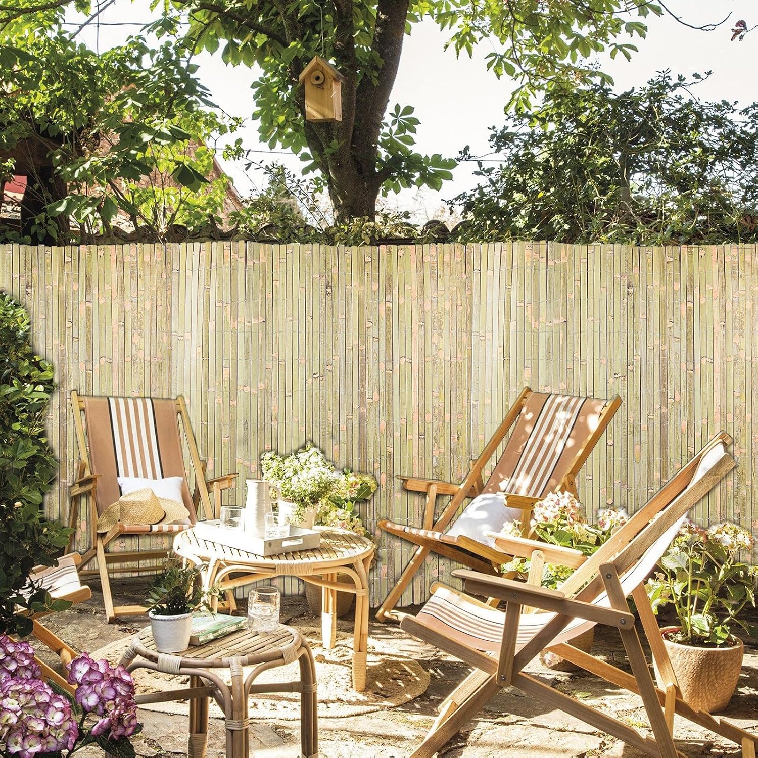 Bamboo Slat Fence 6ft x 13ft, Natural Split Bamboo Fencing, Privacy Screen 6 Feet High Outdoor, Privacy Fence for Garden, Backyard, Balcony, Pool