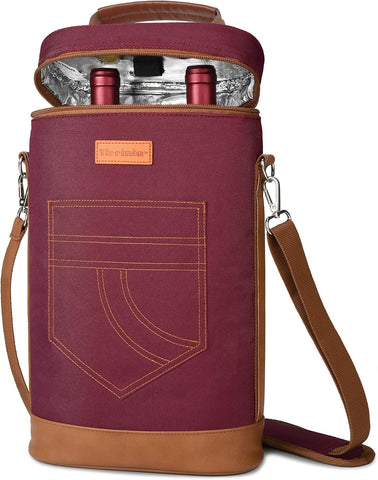 Tirrinia 2 Bottle Insulated Wine Tote Carrier Bag