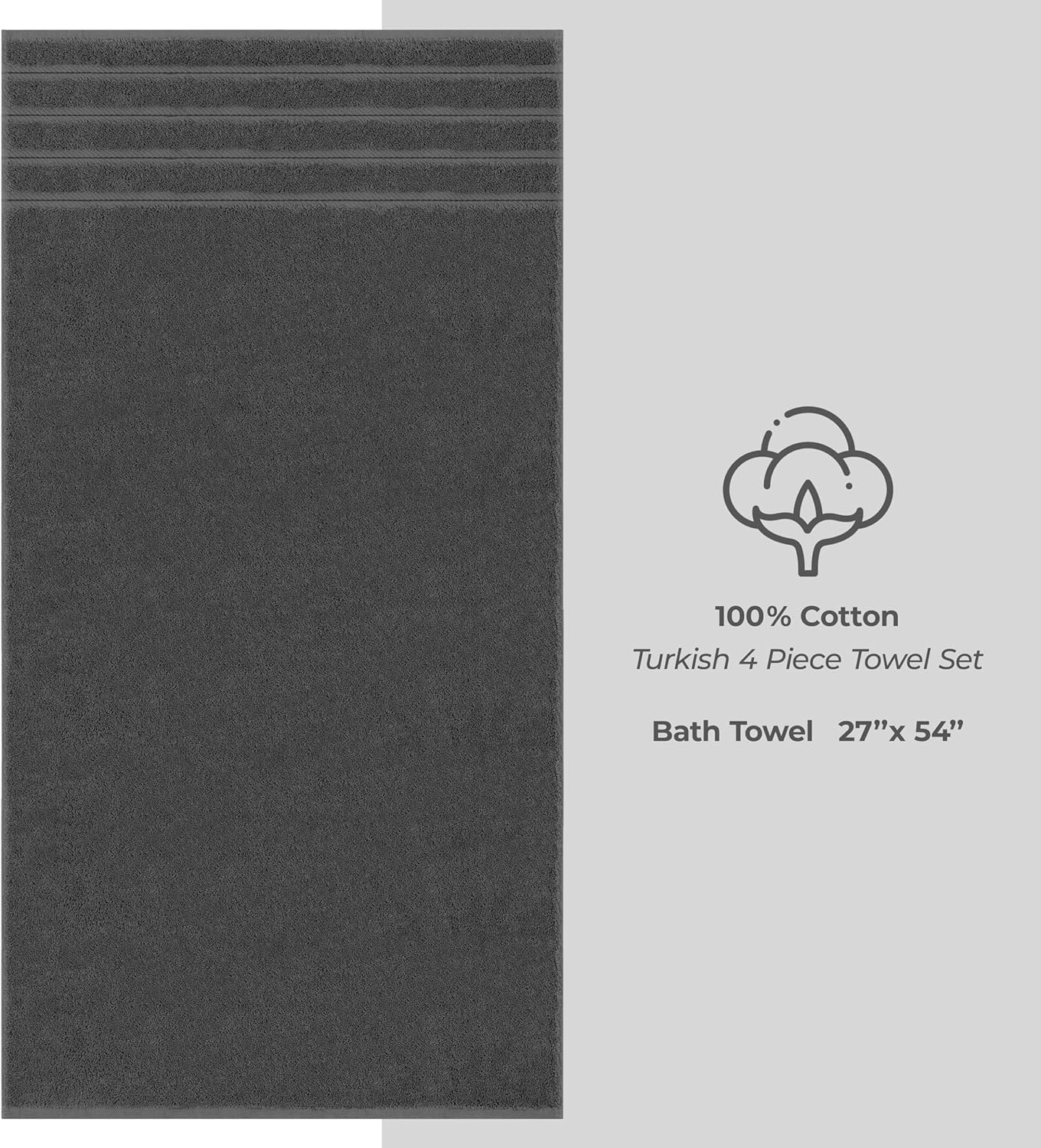 American Soft Linen 100% Cotton Luxury Turkish Towels, 4 PC Bath Towel Set