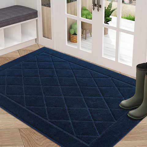 BEQHAUSE Dirt Trapper Door Mat 32" x 48", Doormat Non-Slip, Navy Blue