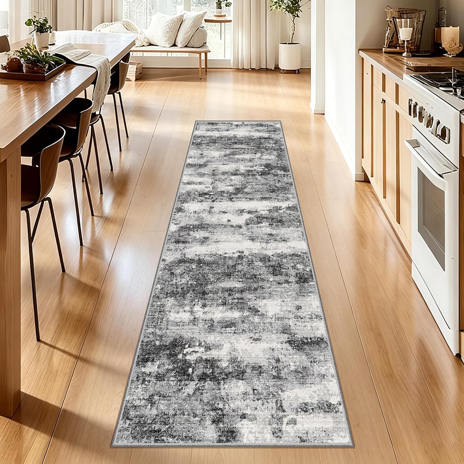 Kitchen Runner Rug 2.5x8 Runners for Hallways，Abstract Washable Runner Rugs Non-Slip Backing Rug Runner, Stain Resistant 8ft Runner Rug,Soft Floor Carpet Rugs for Bedroom，Laundry Room