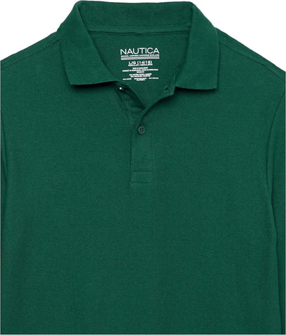Nautica Boys' School Uniform Long Sleeve Polo Shirt, Button Closure, Comfortable, Breathable Fabric