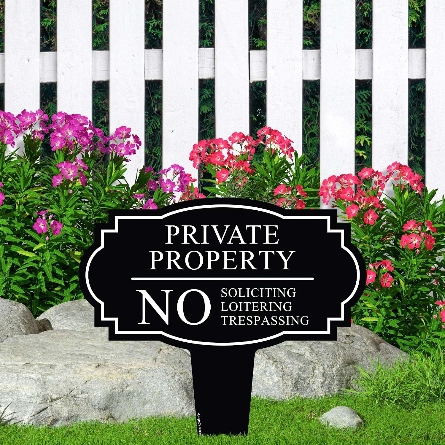 Private Property No Soliciting Liotering Trespassing Sign, Inground 11x11 Inches, Rust Free ACM, Fade Resistant, Made in USA by My Sign Center