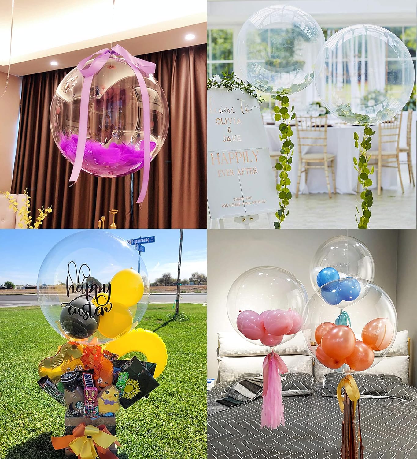 36 Inch Bobo Balloons, 8 Pcs Clear Bobo Balloon, Large Bubble Balloons