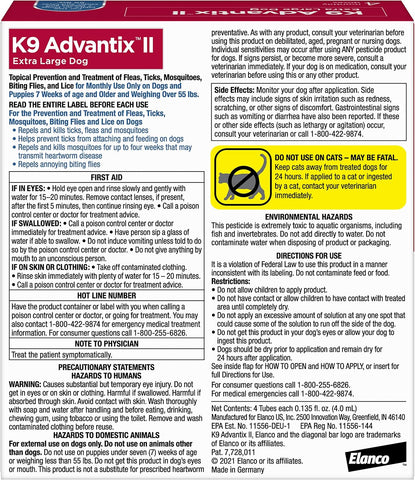 K9 Advantix II XL Dog Vet-Recommended Flea, Tick & Mosquito Treatment & Prevention | Dogs Over 55 lbs. | 4-Mo Supply