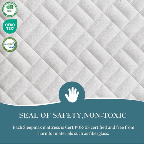 Sleepmax Firm Twin Mattress 10 Inch, Cooling Hybrid Mattress Pain Relieving