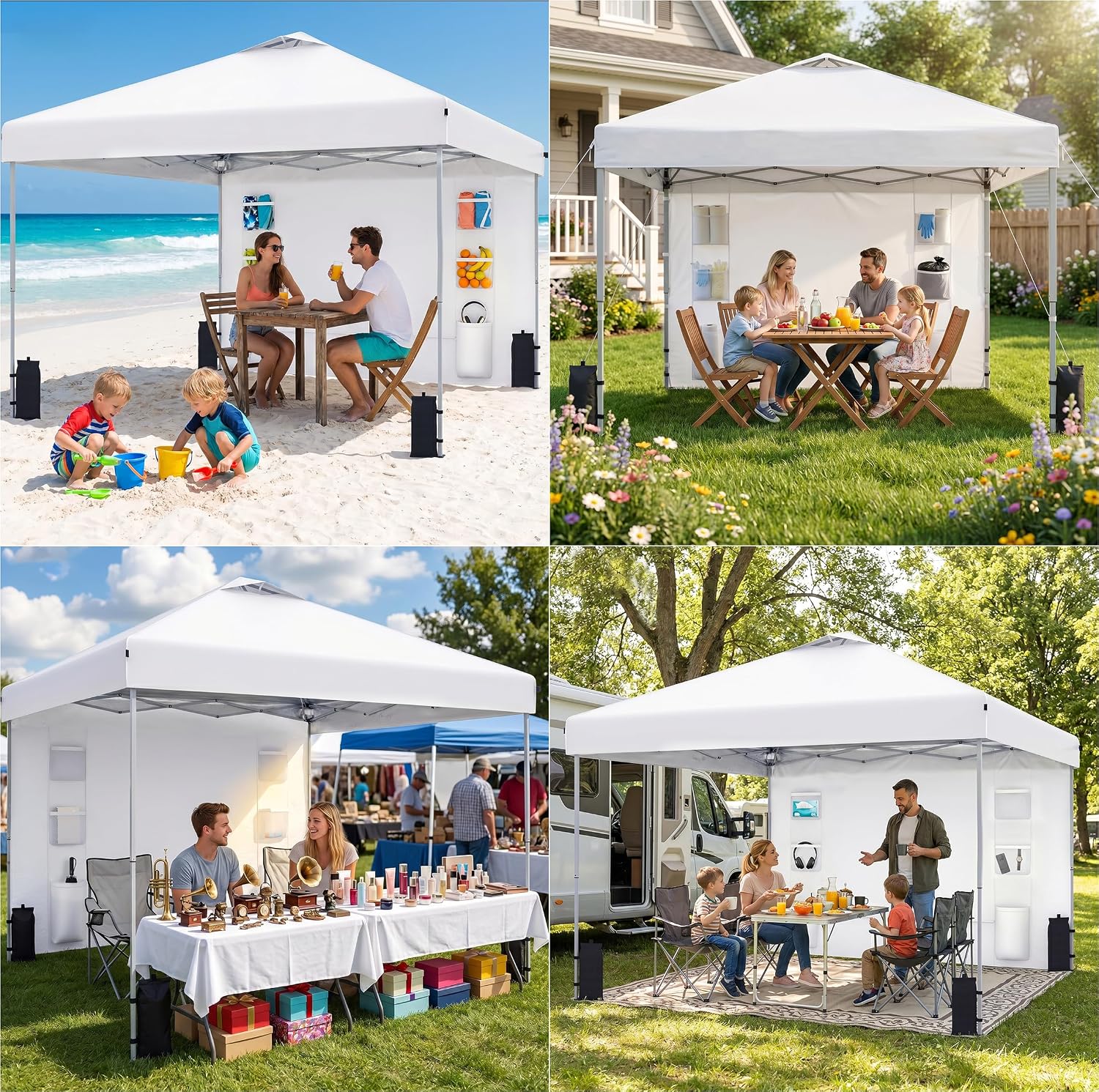 SANWAY 10x10 Pop Up Canopy Tent with Sidewall, Vendor Booth Shelter