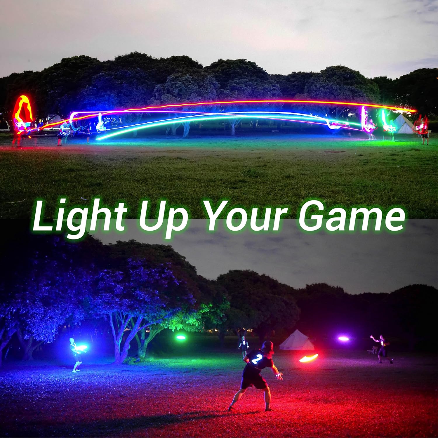 TOSY Flying Disc - 16 Million Colors RGB or 36 LEDs, Extremely Bright, Smart Modes, Camping Essentials for Teens/Kids/Adults/Men/Boys/Girls, Auto Light Up, Rechargeable, Waterproof, 175g