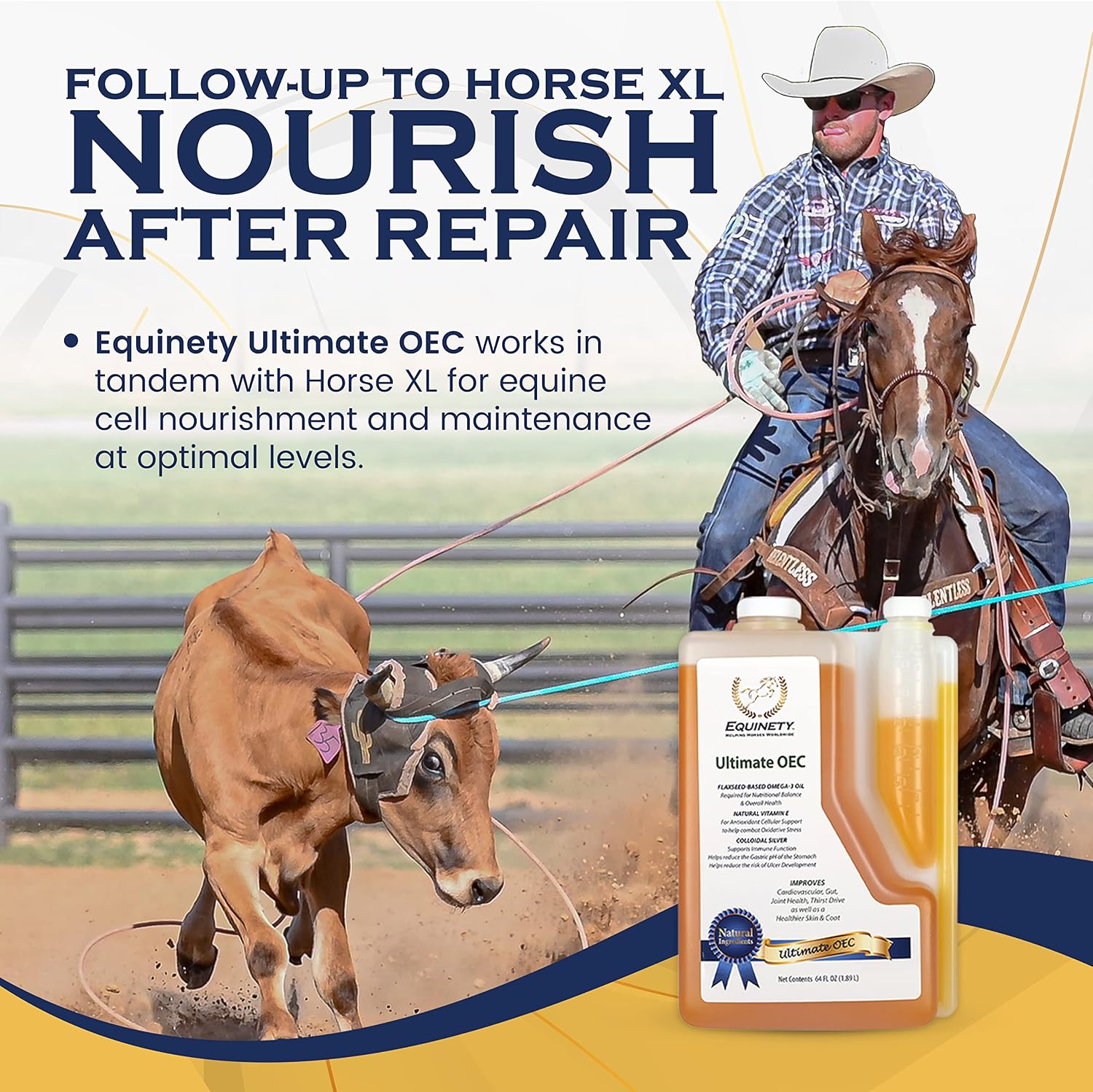 Equinety Ultimate OEC Horse Oil for Coat, Hoof & Joint Support, 64 fl. oz.