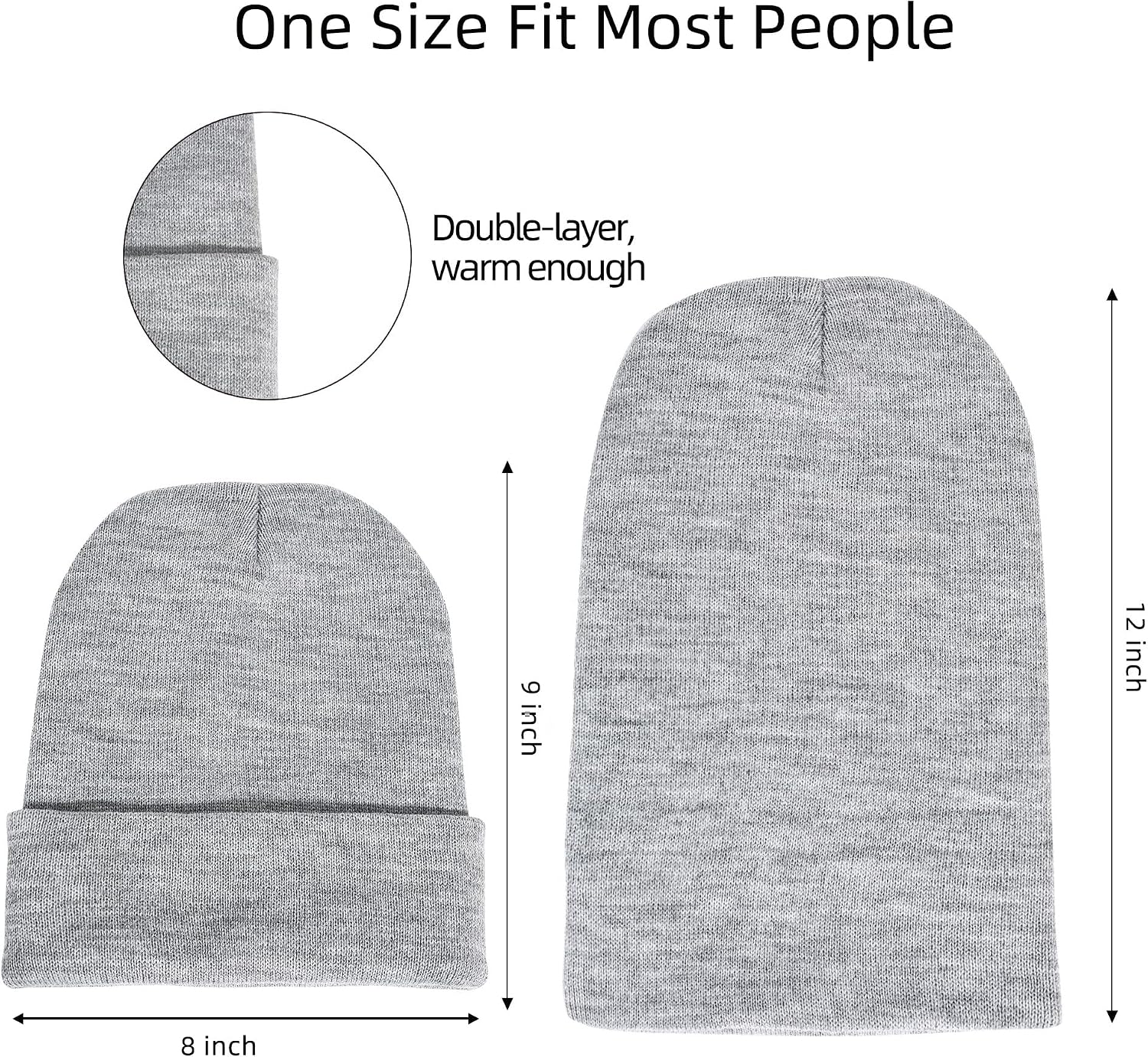 Gelante Unisex Beanie Cap Knitted Warm Solid Color and Multi-Color Multi-Packs