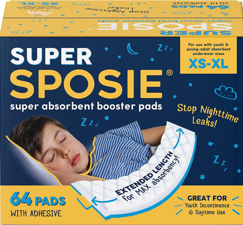 Super Sposie Max Absorbency Overnight Booster Pads, Size 5+, 64 Ct