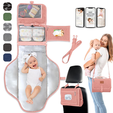 Portable Changing Pad for Baby – Soft, Comfortable Portable Diaper Changing Pad with Wipes Pockets, Waterproof and Easy to Clean – Baby Shower Gifts Newborn Essentials Must Haves Baby Registry Search