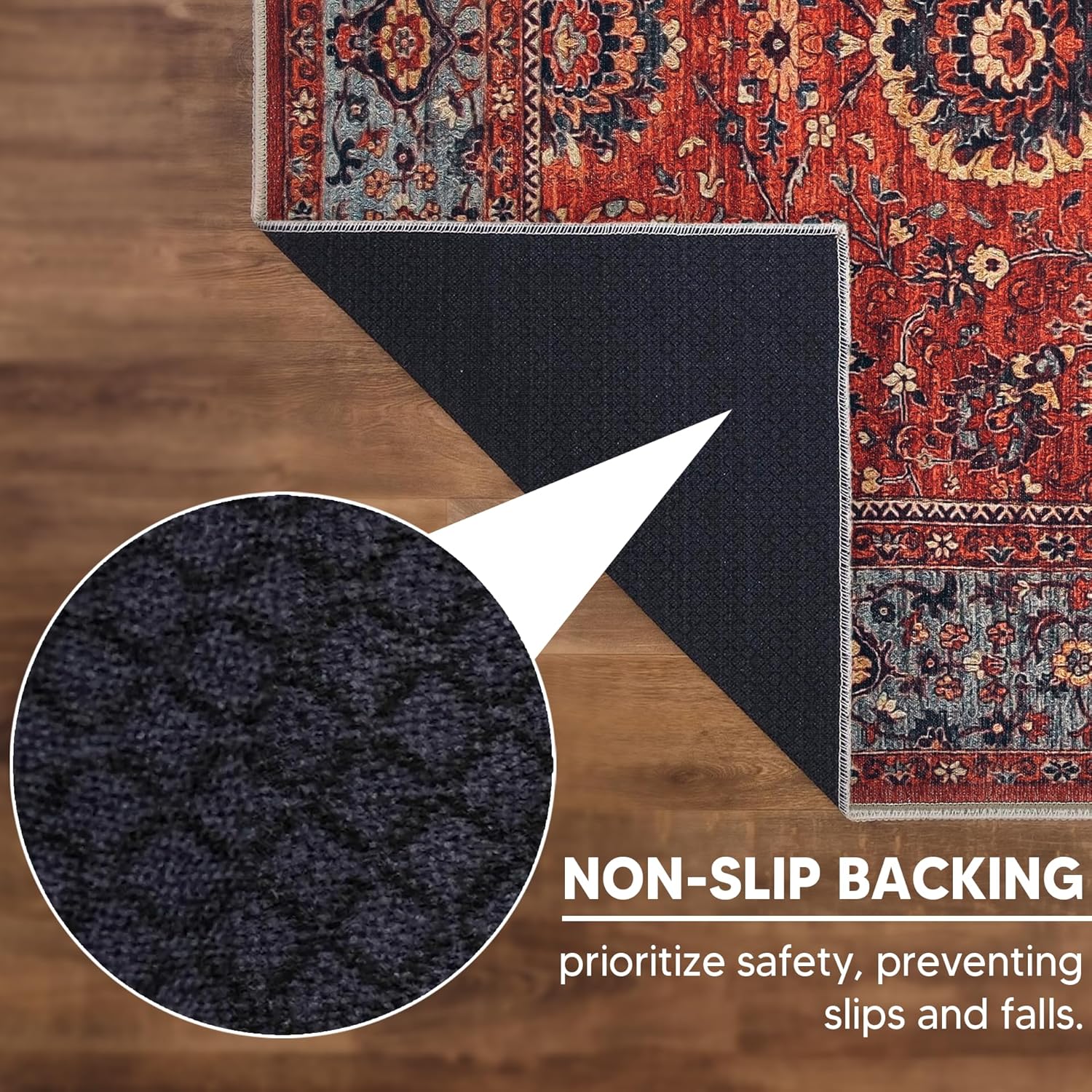 Keen Home Design Vintage Washable Area Rug, Non-Slip Low Pile, 4x6