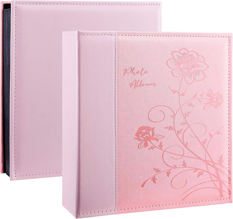 Artmag Photo Album 4x6 1000 Photos, Large Capacity Wedding Family Leather Cover Picture Albums Holds Horizontal and Vertical 4x6 photos with Black Pages(Pink)