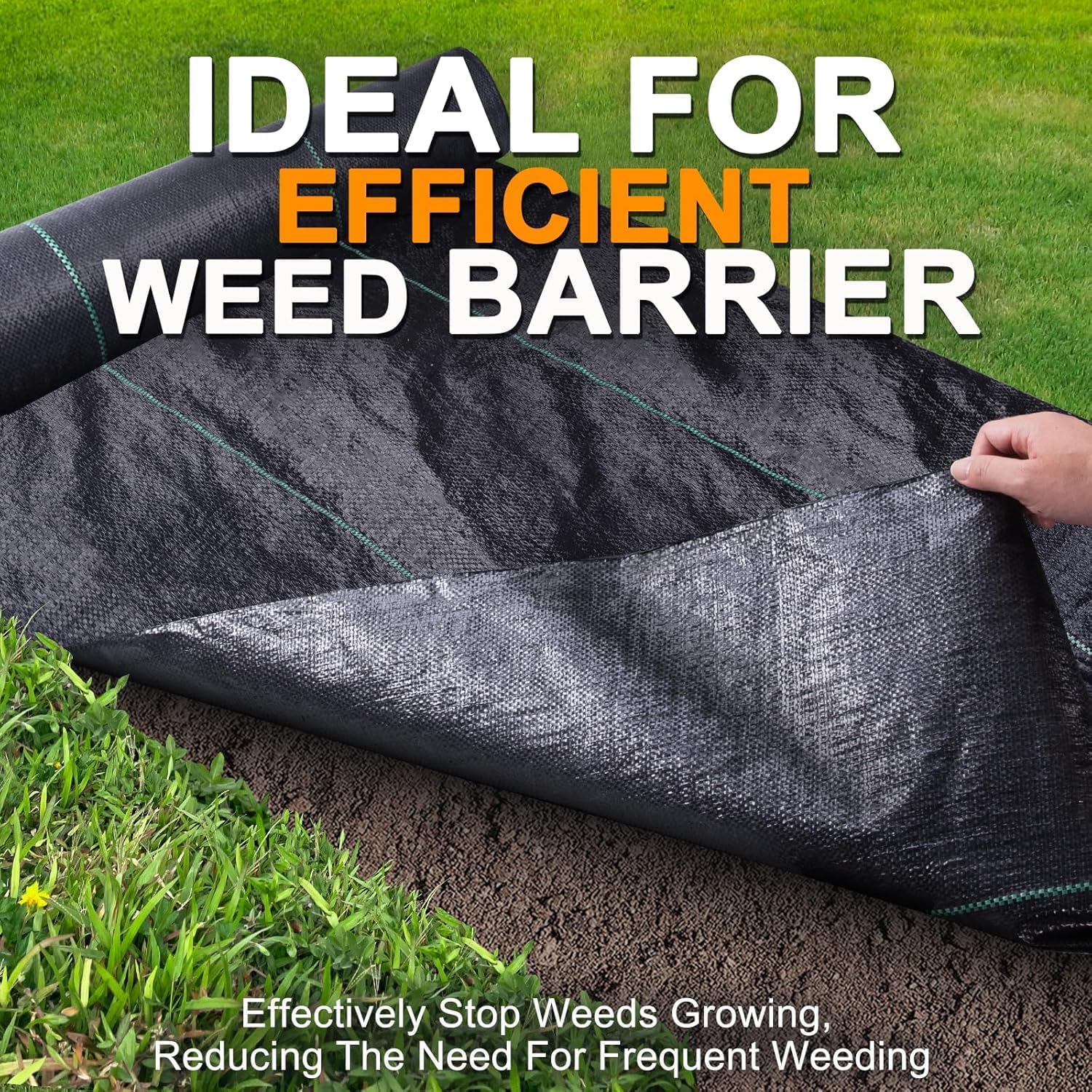 Winisok 6FT x 300FT Weed Barrier Landscape Fabric, 3.2oz Woven Garden Cloth, Heavy Duty Breathable Ground Cover for Landscaping, Gardening and Farming
