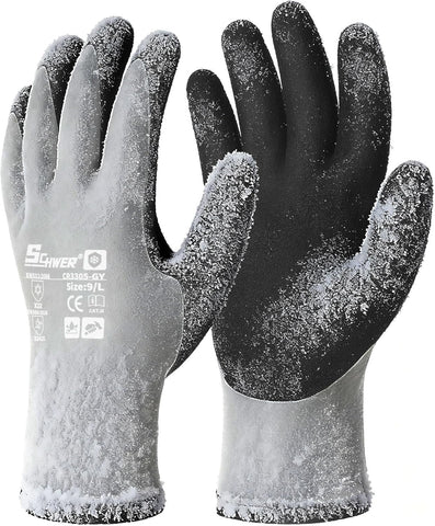Schwer 2 Pairs 100% Waterproof Winter Work Gloves Latex Coated, CR3305, L