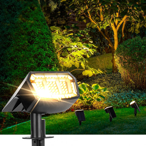 AUDERWIN Solar Spot Lights Outdoor Waterproof, 2 Packs, Warm White