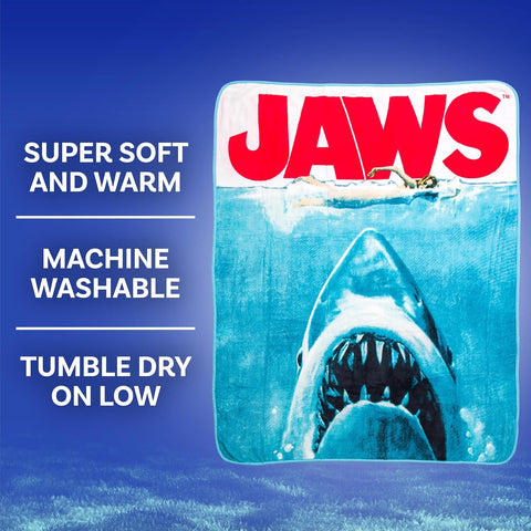 Silver Buffalo Jaws Movie Poster 45" x 60" Fleece Throw, Soft and Cozy Blanket, 250 GSM