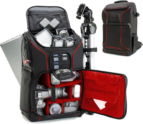 USA Gear Camera Backpack for Photographers DSLR/SLR/Mirrorless Camera Bag with Laptop Slot, Rain Cover, Tripod Holder