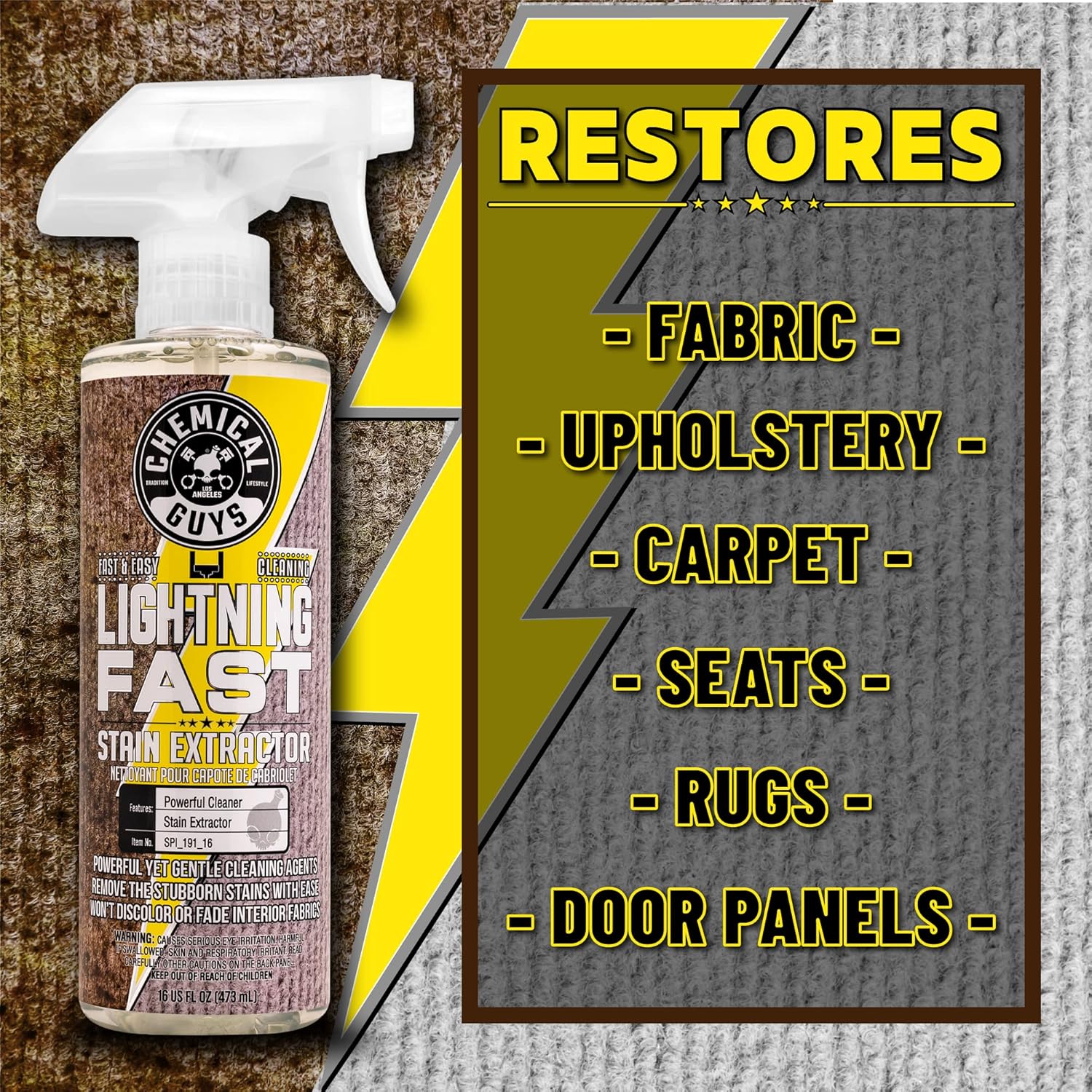 Chemical Guys, Lightning Fast Carpet & Upholstery Stain Extractor, 16 oz