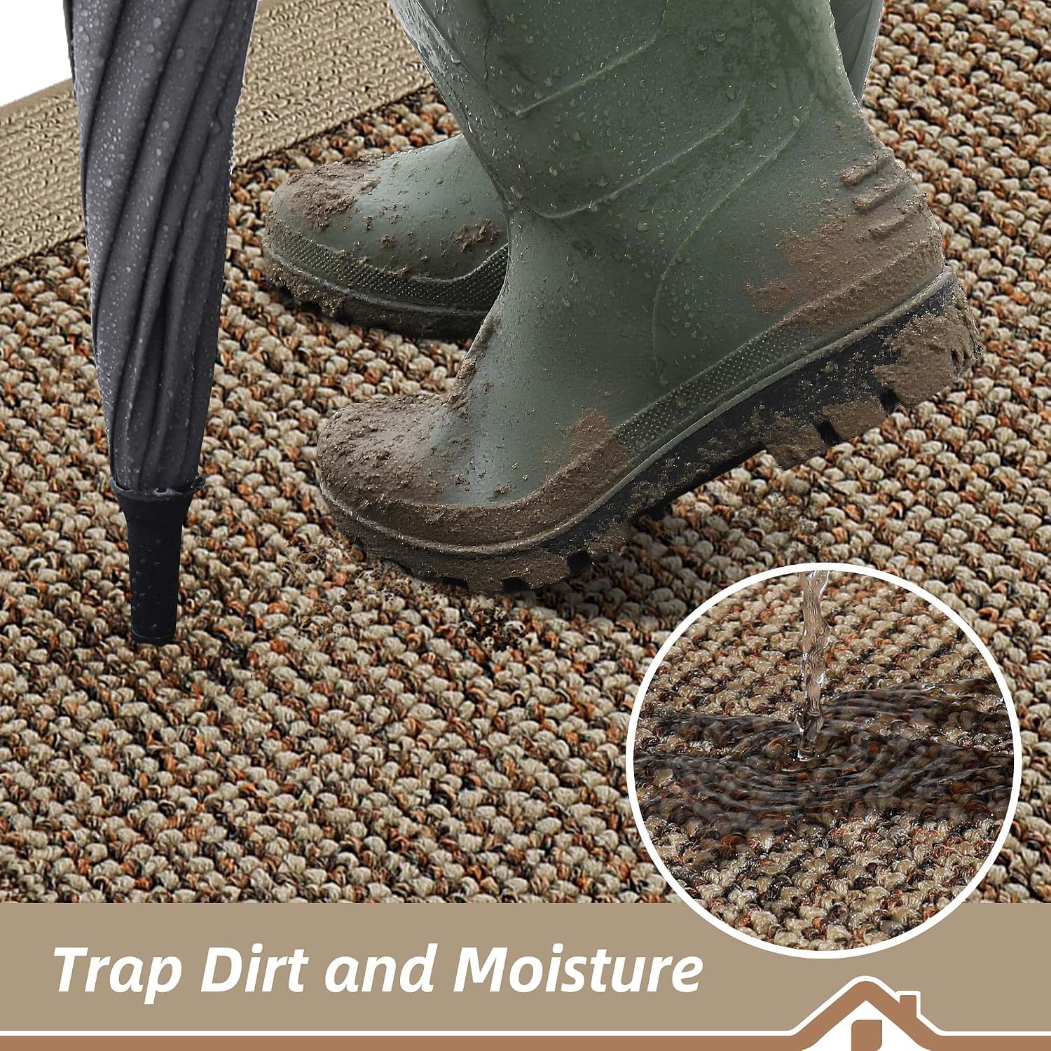 BEQHAUSE Indoor Door Mat 36" x 60", Dirt Trapper Door Mats, Taupe