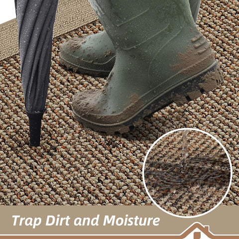 BEQHAUSE Indoor Door Mat 36" x 60", Dirt Trapper Door Mats, Taupe