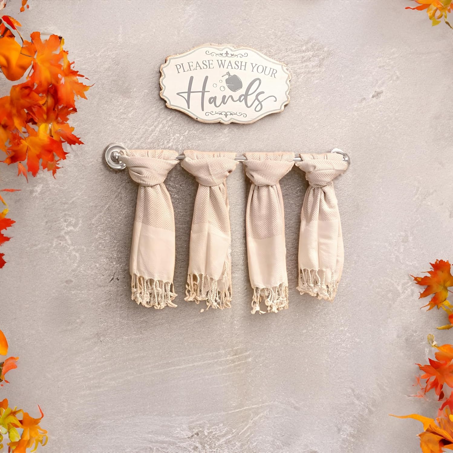 Bazaar Anatolia Turkish Hand Towels Set of 4, 39x19 in, Herringbone Beige
