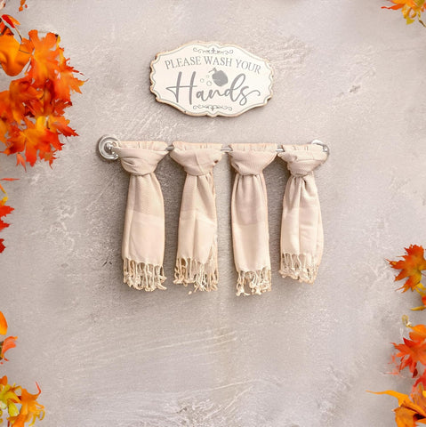 Bazaar Anatolia Turkish Hand Towels Set of 4, 39x19 in, Herringbone Beige