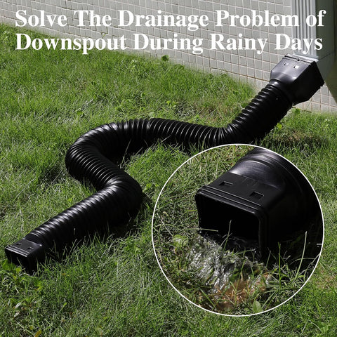 Gutterlix 1 Pack Flexible Gutter Downspout Extensions Extendable from 21" to 67", Downspout Extender Comes with Adapters, Thickened Down spout Drain Extension for Rainwater Drainage(Black)