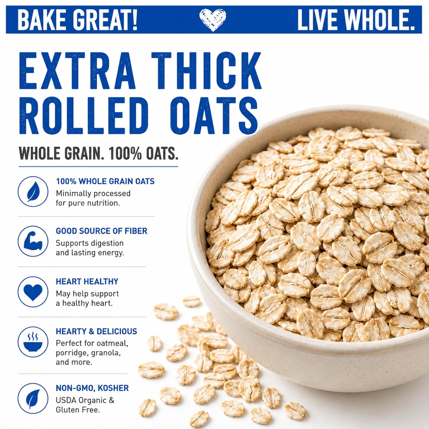 Great River Milling Organic Extra Thick Rolled Oats, 25 lb