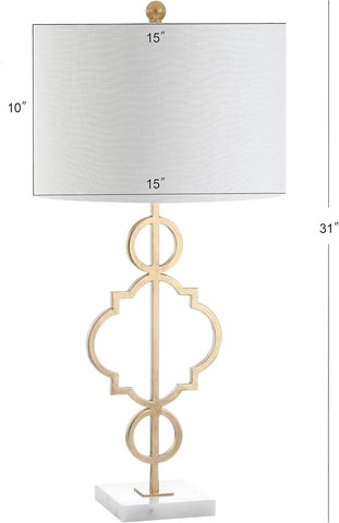 JONATHAN Y July Table Lamp Modern Quatrefoil Metal 31", Gold Painting