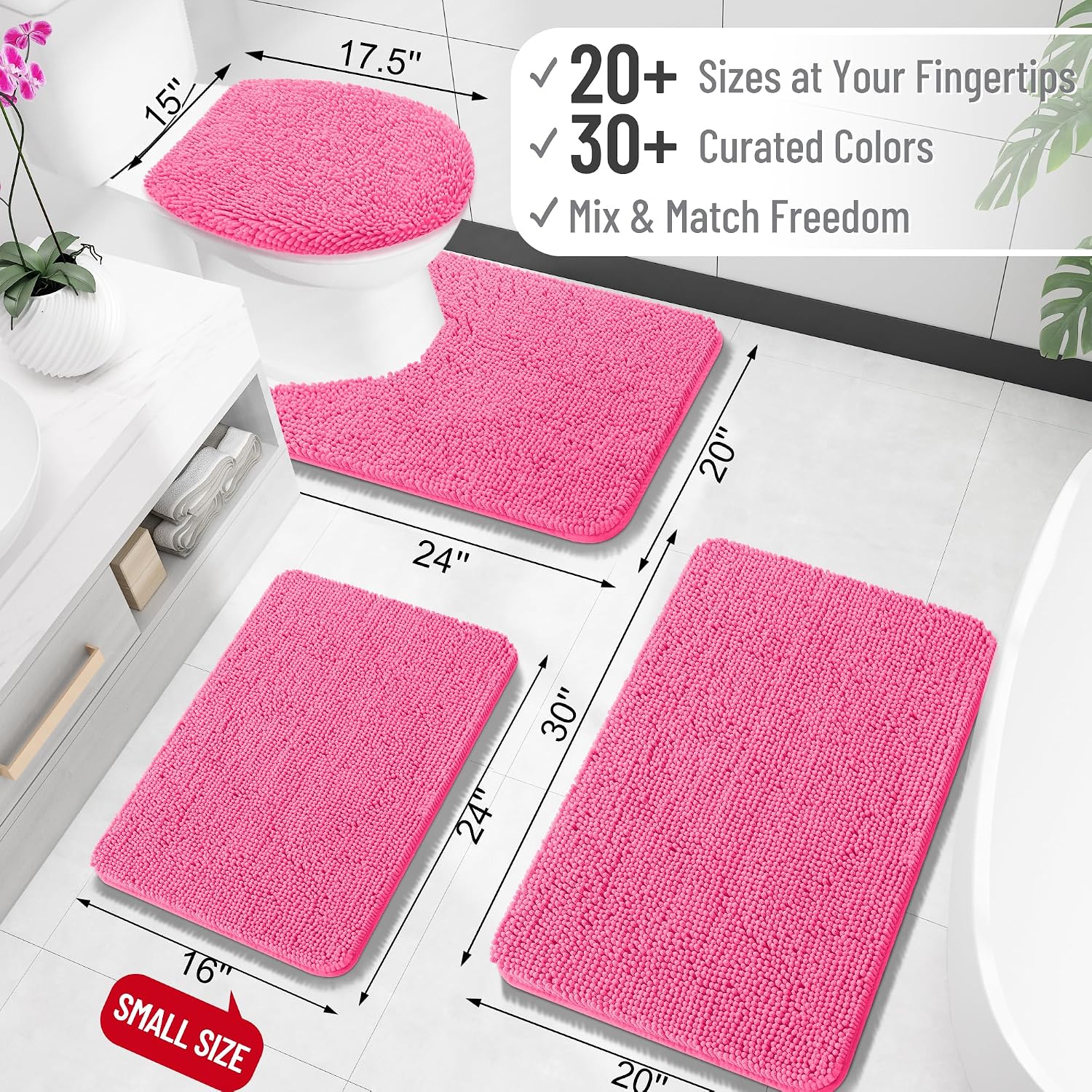 OLANLY Bathroom Runner Rugs 40x24, Extra Soft Absorbent Chenille Bath Rugs
