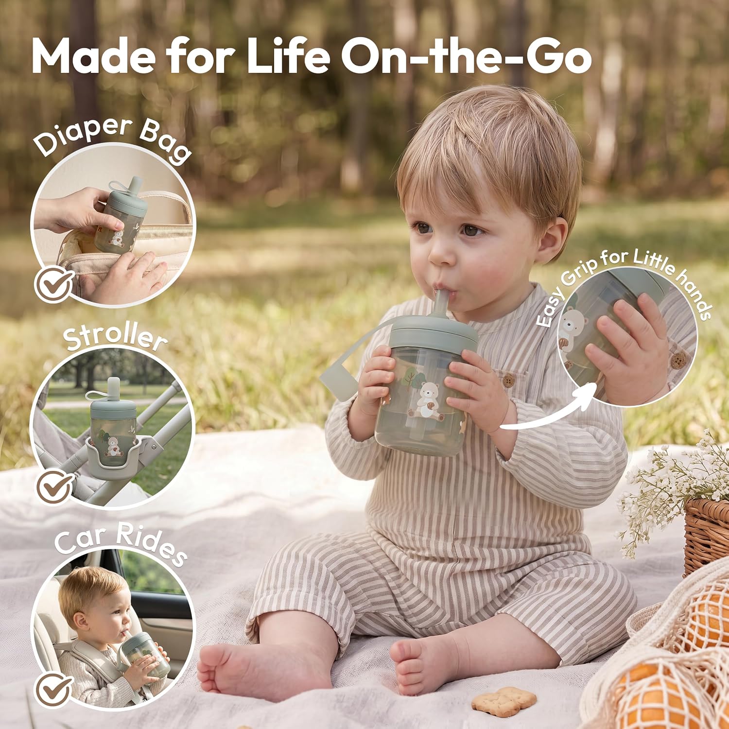 Moonkie Silicone Baby Straw Cup with Lid - Toddler Sippy Cup with Straw & Spill-Resistant Water Cup for Baby-Led Weaning - BPA-Free Dishwasher Safe Training Cup - 6 Months+, 5 oz, 2-Pack