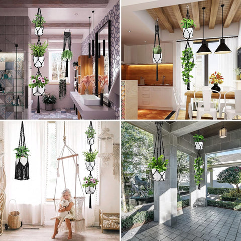 SFENNGPET Macrame Plant Hangers, 6Pack Hanging Planters for Indoor Plants