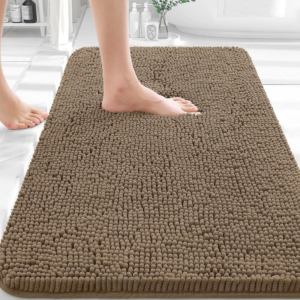 OLANLY Bathroom Rugs 32x20, Extra Soft Absorbent Chenille Bath Rugs
