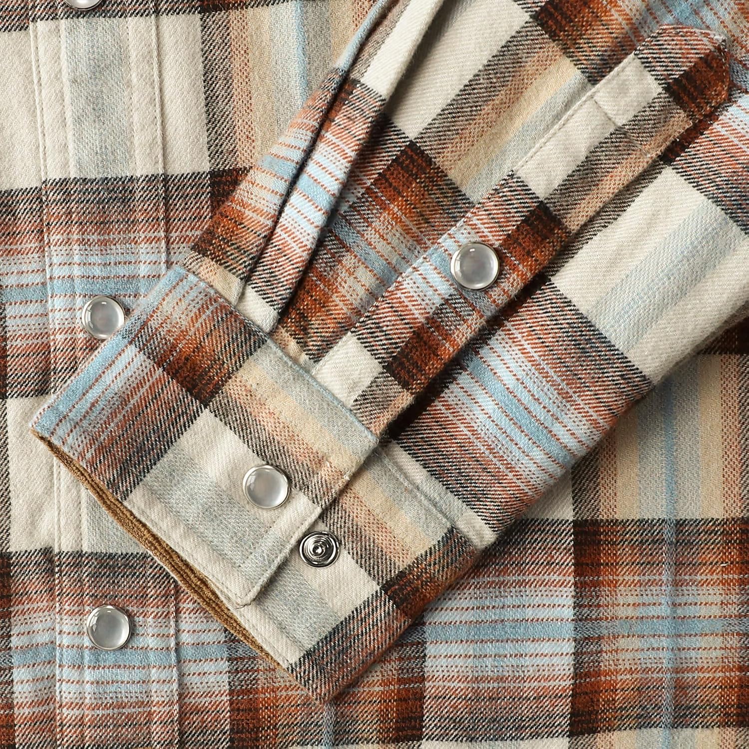 Dubinik® 6 oz Flannel Shirt for Men Western Pearl Snap Shirts Long Sleeve