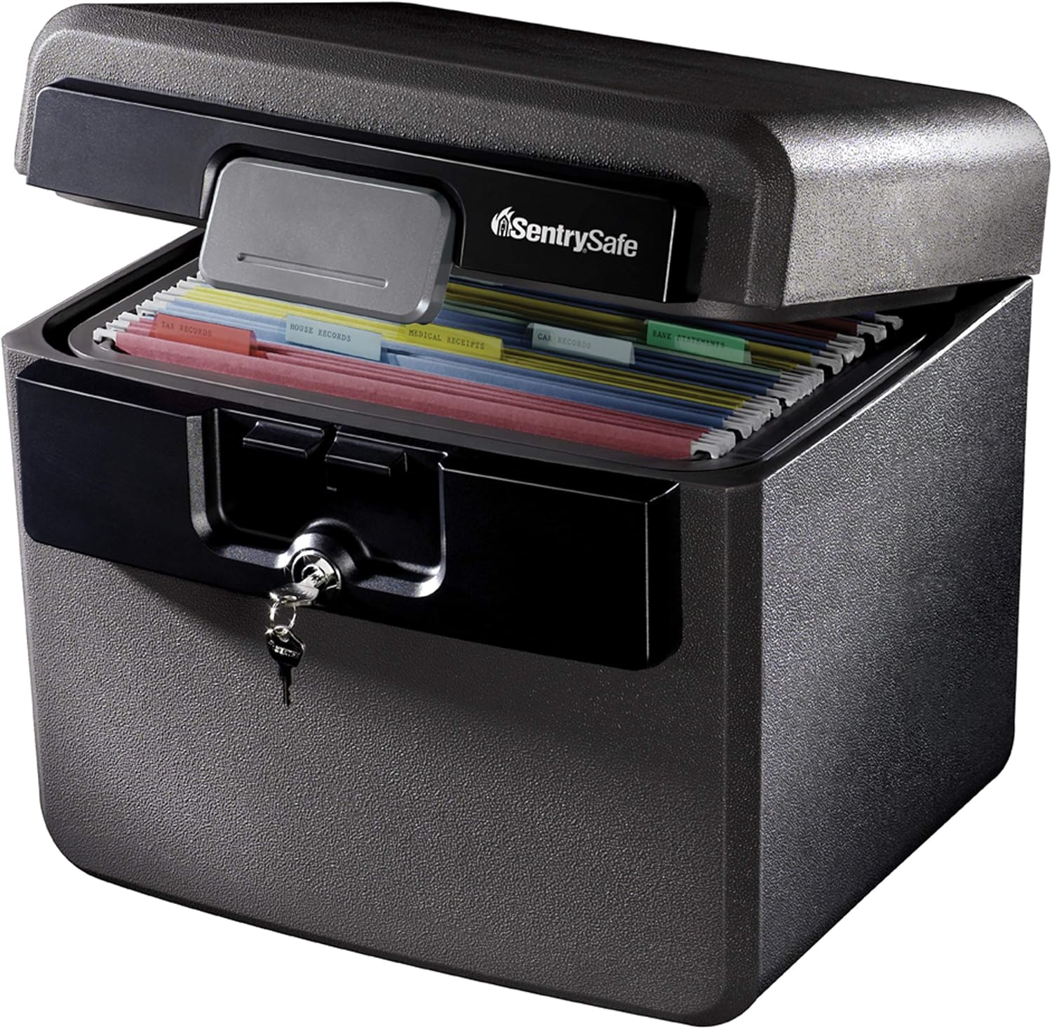 SentrySafe Black Fireproof and Waterproof Safe, File Folder and Document Box with Key Lock, 14.3 x 15.5 x 13.5 inches, HD4100