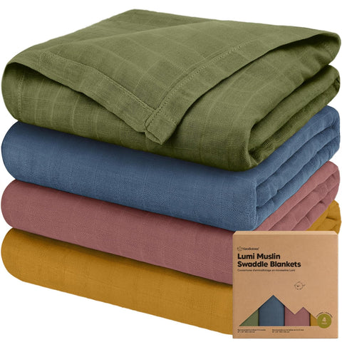 4-Pack Muslin Swaddle Blankets for Boys, Girls, Newborn Swaddles (Corals)